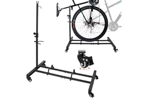 Hammrit Wheeled Vertical Bike Stand - Adjustable Height Upright Bike Rack for Indoor and Garage Storage | Easy-to-Move Floor Mount Bicycle Holder Suitable for Vertical and Horizontal Bike Parking