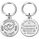 MXRSDF Godmother Gifts - Best Friend of Life, No Distance Keychain, Godmother and Godson & Goddaughter Keepsake