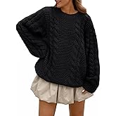 Trendy Queen Cable Knit Oversized Sweaters Womens Cozy Pullover Sweater Fall Winter Clothes