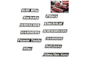 GENERIC 12 PCS Magnetic Tool Box Labels, Toolbox Labels Magnetic, General Tool Box Organize Accessories, Reusable Tags for Steel Toolboxes, Carts, Drawers, and Cabinets (Black)