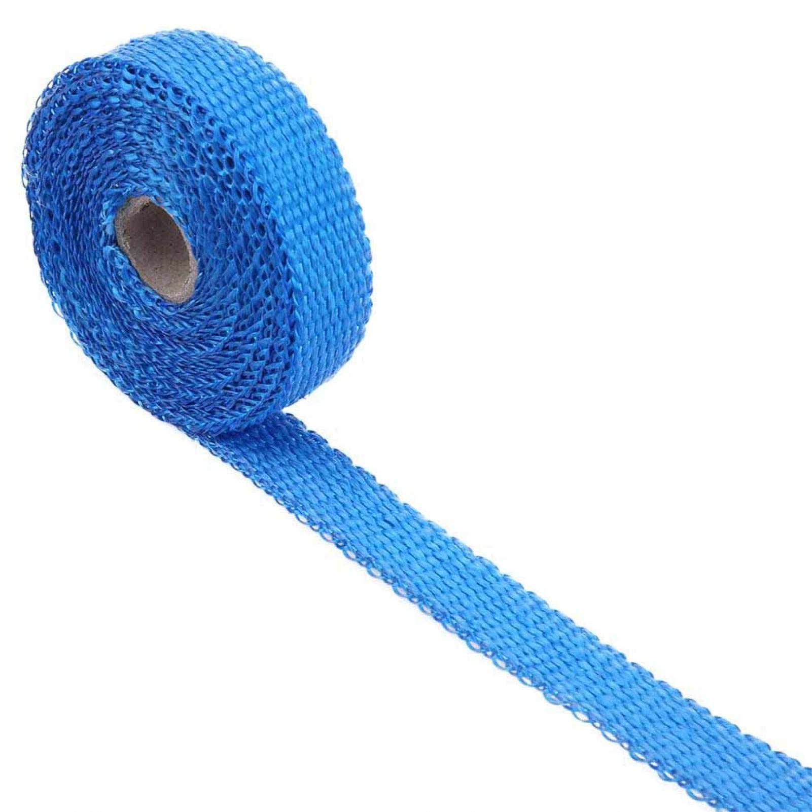 5cm x 5m Exhaust Heat Wrap Tape, Fiberglass Exhaust Shield Wrap Roll Exhaust Heat Wrap Car Insulation Tape Exhaust Heat Wrap with 4 Stainless Steel Cable Ties (blue)
