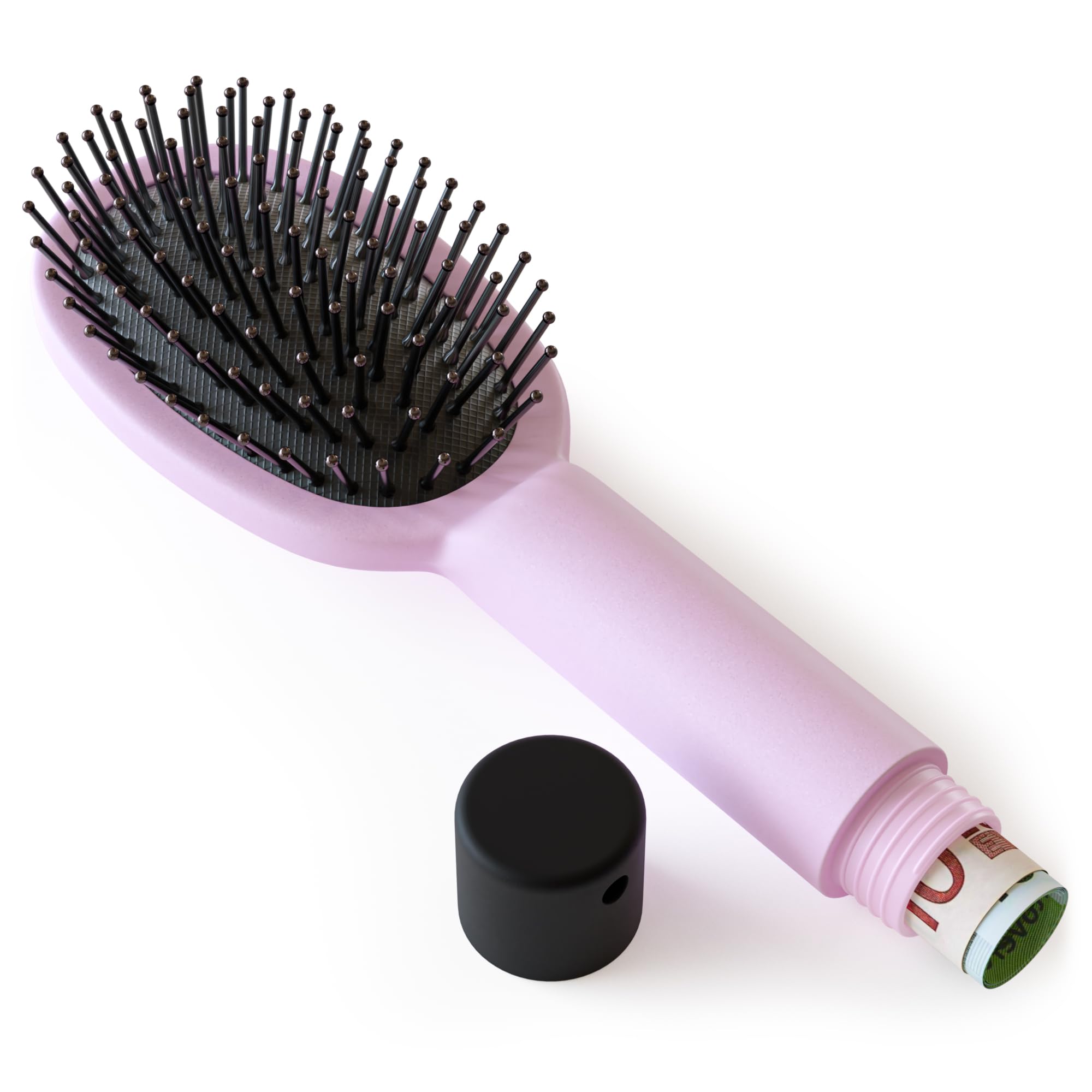 Evergreen Labs Hair Brush with Secret Compartment - Money Hiding, Key Hide, Travel Hair Brush - Discreet Money Box for Valuables - Can Safe - Hidden Safe - Beach Safe - Pink
