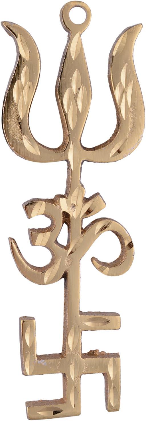 Banaras Handicrafts Metal Brass Tri Shakti Yantra (9 Cms In Height, Gold) Others Golden