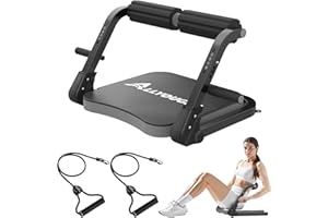 ALLYOUGER Ab Machine,Sit Up Exercise Equipment& Core Machine, Workout Equipment,Adjustable Ab Trainer with 3 Resistance Levels and Removable Auxiliary Handle,Home Gym Fitness Equipment for All Ages