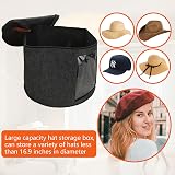 CYEER 2 Pack 17" Foldable Felt Hat Storage Boxes Dark Grey Round Sturdy Travel view 4