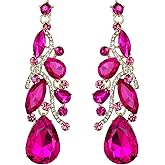 BriLove Women's Bohemian Boho Crystal Multi Teardrop Filigree Cluster Chandelier Dangle Earrings