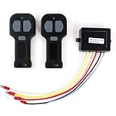 QWORK 12V Car Wireless Winch Electric Remote Control, 2 Pack Universal Mini 5 Wire Control Winch with Dual Manual Matching Transmitter Kit for Truck, ATV and SUV Winch Wireless System