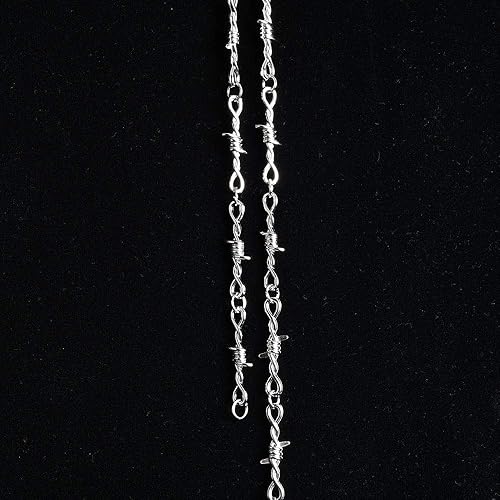 KESOCORAY Punk Gothic Thorns Metal Barbed Wire Chain Necklace