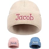 lanleay Custom Beanie Hats for Baby Girls Boys - Personalized Embroidered Beanies with Name for Infants Toddlers Adults