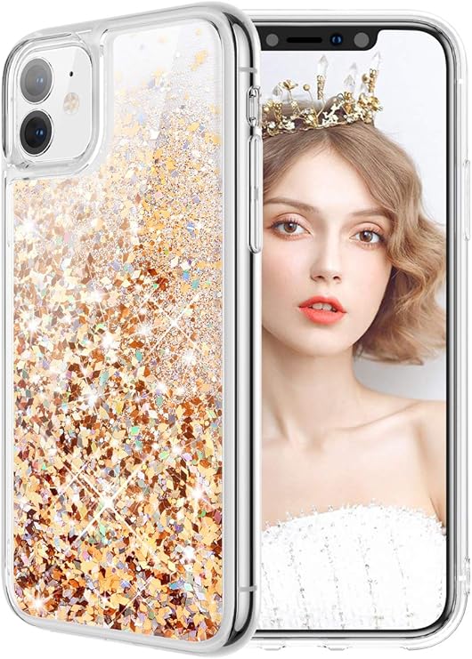 wlooo iPhone 11 Phone Case, iPhone 11 Glitter Case, Glitter Liquid