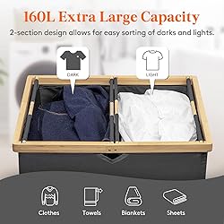 Lifewit 160L Double Laundry Hamper with Lid, Extra