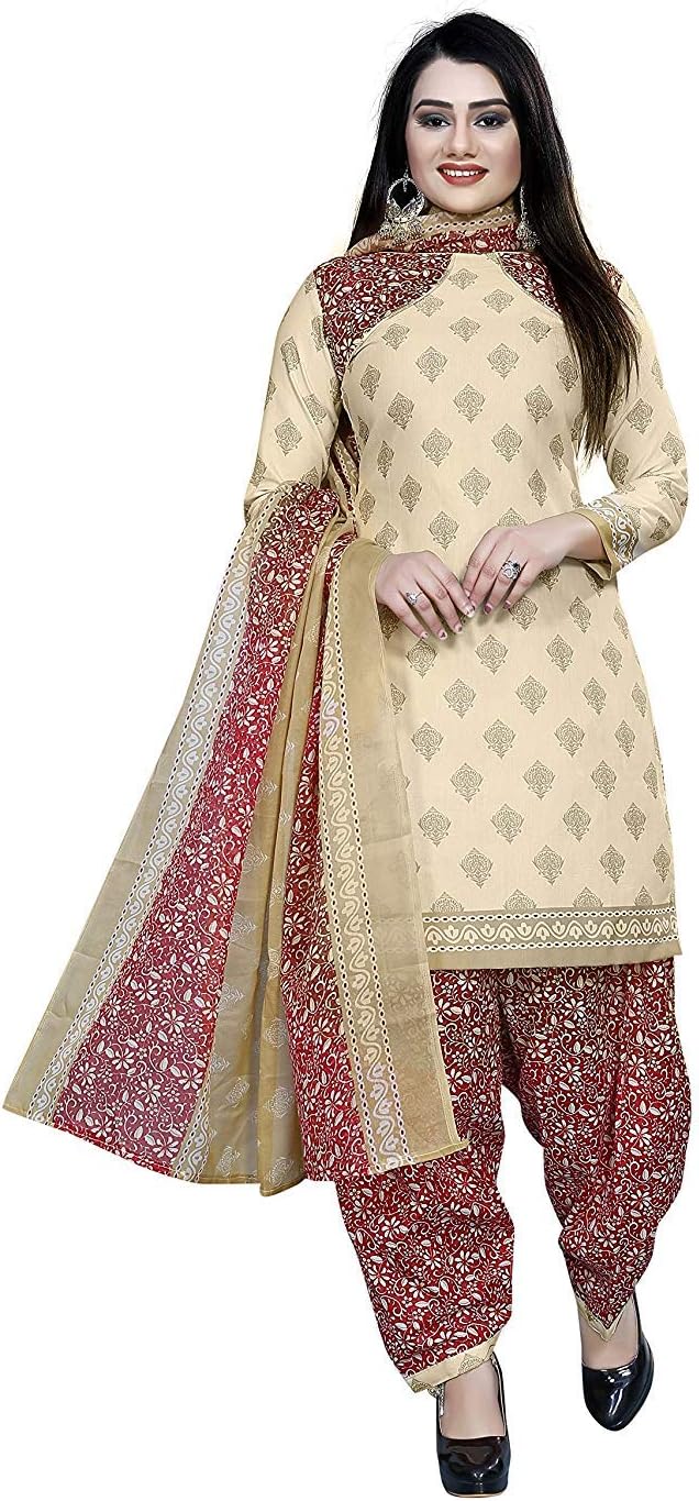 SRETAN Women's Cotton Unstitched Salwar Suit Dress Material