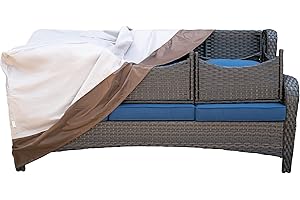 ovios Patio Furniture Covers Waterproof, Outdoor Furniture Cover for 3-Seater Sofa and Ottomans, Sectional Sofa Couch Chair Table Cover General Purpose Cover, 73.2" L*37" W*34" H, Beige-Brown