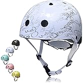 Kids Bike Helmet, Adjustable Toddler Skateboard Helmets Boys Girls for 3-5-8 Years Child Graffiti for Multi-Sports Cycling Skateboarding Rollerblade Balance Bike Scooter