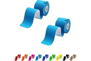 MUSEFITR Kinesiology Tape Precut 2 Rolls Pack, Athletic Tape for Muscle Joints Support, 40 Strips for Knee Ankle Shoulder Back, Latex Free and Water Resistant, Blue