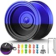 Professional Responsive Yoyo V8, Dual Purpose Yoyo for Kids Beginners, Metal Yo yo Replacement Unresponsive Yo-yo Bearing for Adults and Advanced with 12 Yoyo Strings + Yo Yo Case Bag(Black Blue)