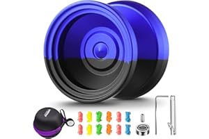 SHUNGRU Professional Responsive Yoyo V8, Dual Purpose Yoyo for Kids Beginners, Metal Yo yo Replacement Unresponsive Yo-yo Bearing for Adults and Advanced with 12 Yoyo Strings + Yo Yo Case Bag(Black Blue)