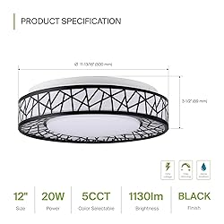 ASD 12 Inch LED Flush Mount Ceiling Light Fixture