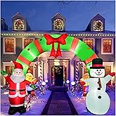 12 Ft Lighted Christmas Inflatable Archway, Inflatable Santa Claus and Snowman Arch Indoor and Outdoor Holiday Decorations, Built-in Led Lights, Large Outdoor Patio Decorations Garden Props