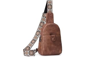 OPAGE Small Sling Bag for Women, Leather Fanny Pack Crossbody Bag for Women Trendy Chest Bag with Adjustable Strap for Travel