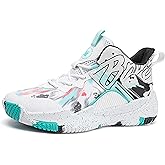 Men's High-Top Basketball Shoes Anti-Slip and Wear-Resistant Soles Running Shoes Graffiti Design Fashionable Sports Shoes