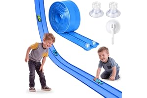 Flex Track Piste de voiture de course flexible portable de 4,6 m avec ventouses puissantes – Compatible avec les voitures 1/6
