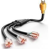 MECMO Shore Power NEMA L5-30P to 3X 5-15R/5-20R RV Generator Adapter Marine 30 Amp to 110 15 Amp Household Regular Connector,