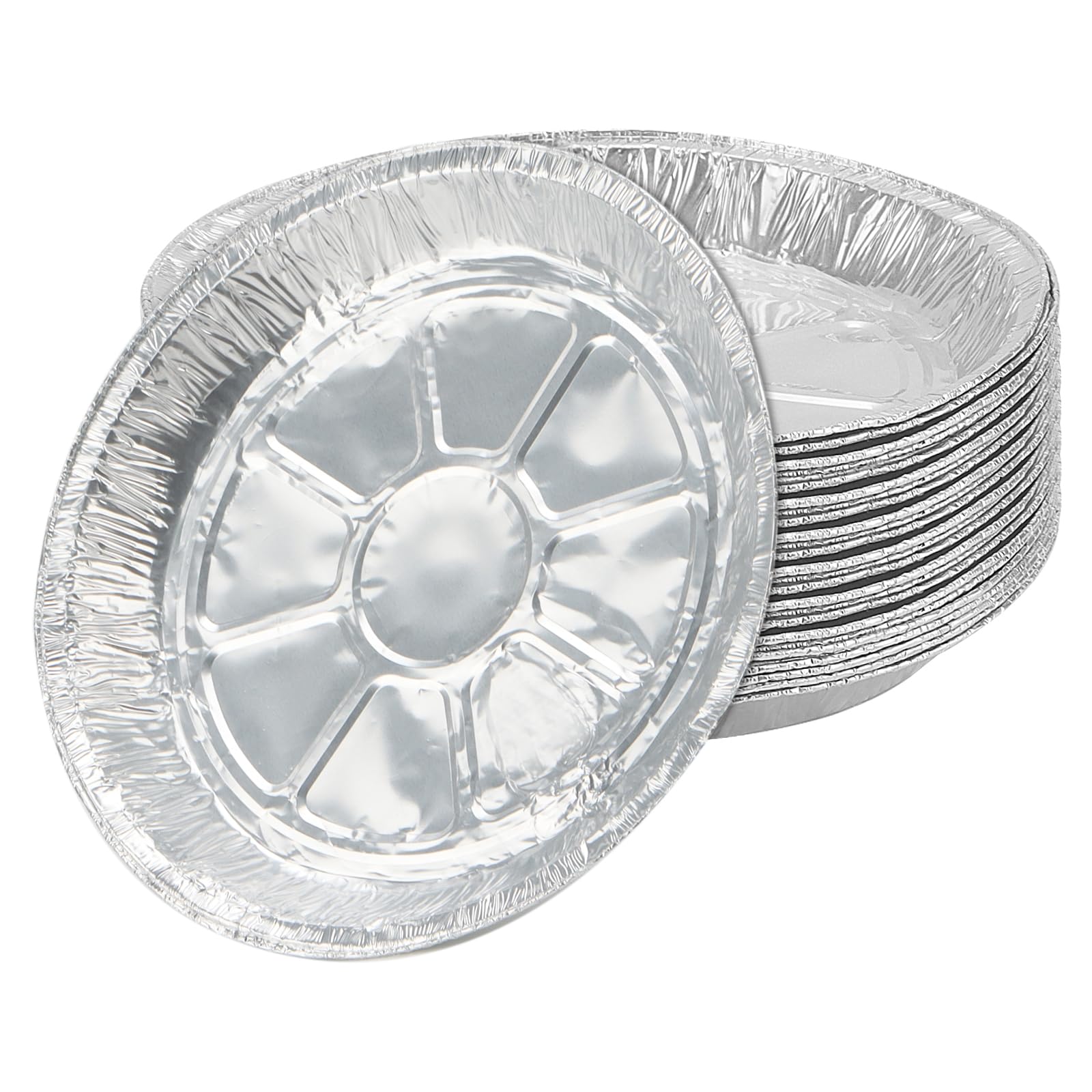 YUENPUN 50 PCS 9 Inch Aluminium Round Foil Trays, Foil Plate Pie Dishes, Air Fryer Round Aluminum Foil Flan Case for Pie, Cake, Air Fryer and Cooking