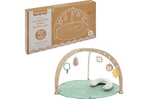 Fisher-Price Wood Baby Playmat Lay & Play Deluxe Activity Gym with Wooden Frame & Tummy Time Sensory Toys for Newborns 0+ Months (Amazon Exclusive)