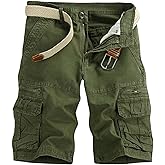 Mens Cargo Shorts Cotton Work Shorts Multi Pocket Casual Workout Shorts for Men NO Belt