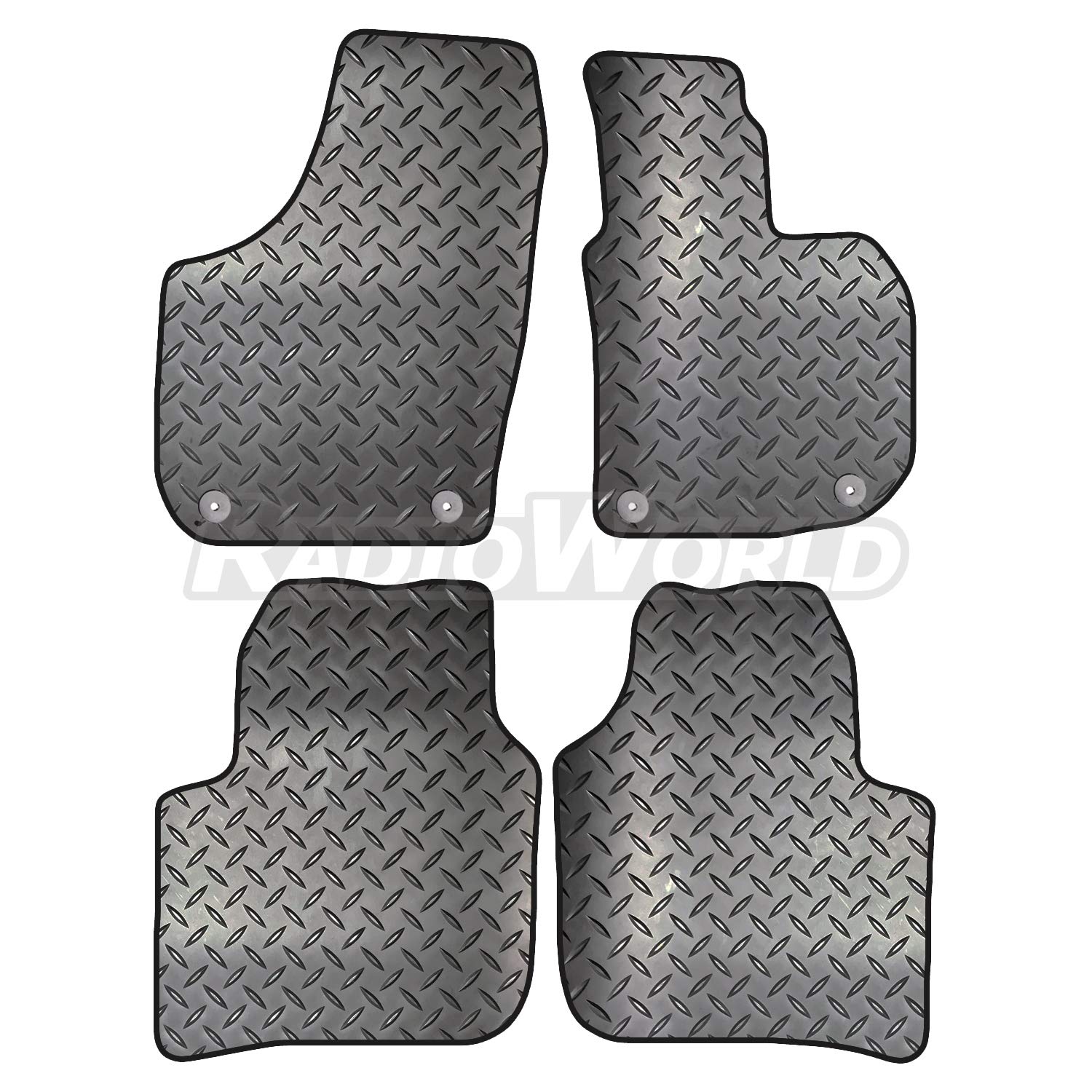 Carsio Rubber 4 Piece Car Mat Set For Skoda Superb 2008 to 2015 with [4 Round Clips] Tailored Fit Floor Mat Complete Accessory Black Custom Fitted - All Weather & Heavy Duty, Anti-Slip Backing
