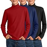 LessonZoo 3 Pack Boys Turtleneck Tops Kids Long Sleeve Shirts Turtle Neck Pullover Undershirt Youth Basic Layer Warm Tops