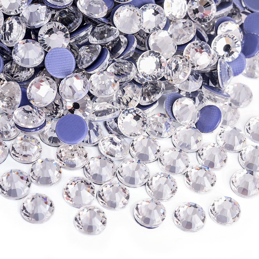 Blinginbox Hotfix Rhinestones, 1440 Pcs Crystal Hotfix Rhinestone Glass Rhinestones Round Crystal Gems Glass Stones for Clothes Shoes DIY Crafts Supplies(Crystal-SS16)