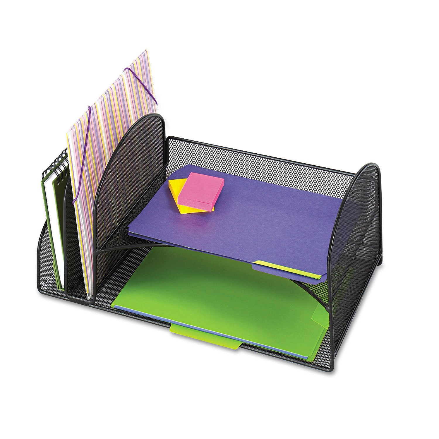 Safco 3264BL Onyx Mesh Desk Organizer with 2 Upright Sections — image 1
