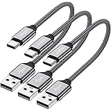 USB C Cable Short [0.8ft 3 Pack], JXMOX USB-A to Type-C Braided Fast Charging Cord Compatible with Samsung Galaxy Note 9 8,S1