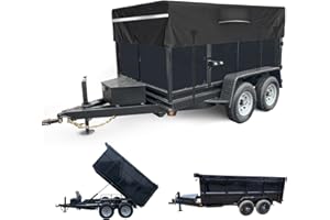 FGENKI 6x12 Utility Trailer Cover Suitable for Trailers with 36'-48' Height Sides, 600D Waterproof Windproof Heavy Duty Black Dump Trailer Cover