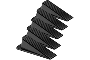 Crosize 5 Pack Door Stoppers for Bottom of Door, Premium Rubber Door Stops, Sturdy Wedge for Carpet, Tile, Concrete, Wood, Door Holder for Heavy Duty Door, Black