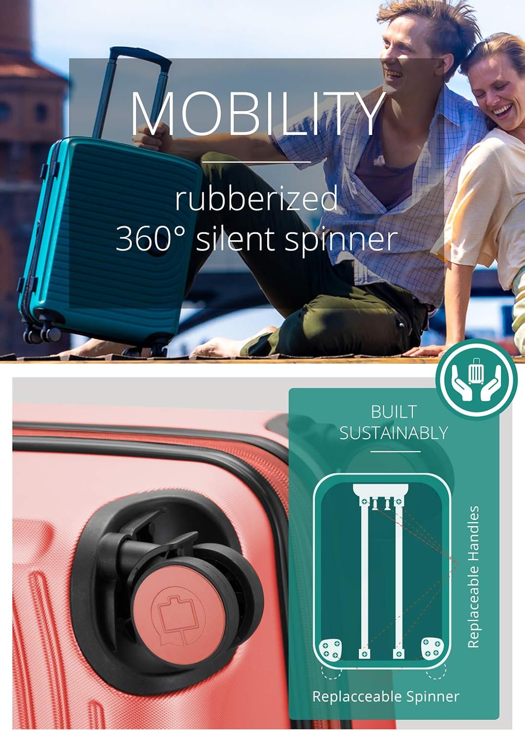 Hauptstadtkoffer Mitte - Large Hard-Shell Suitcase, TSA, 4 Wheels, Check-in Luggage with 8 cm Volume Expansion, 77cm, 130 liters, Coral - Image 5