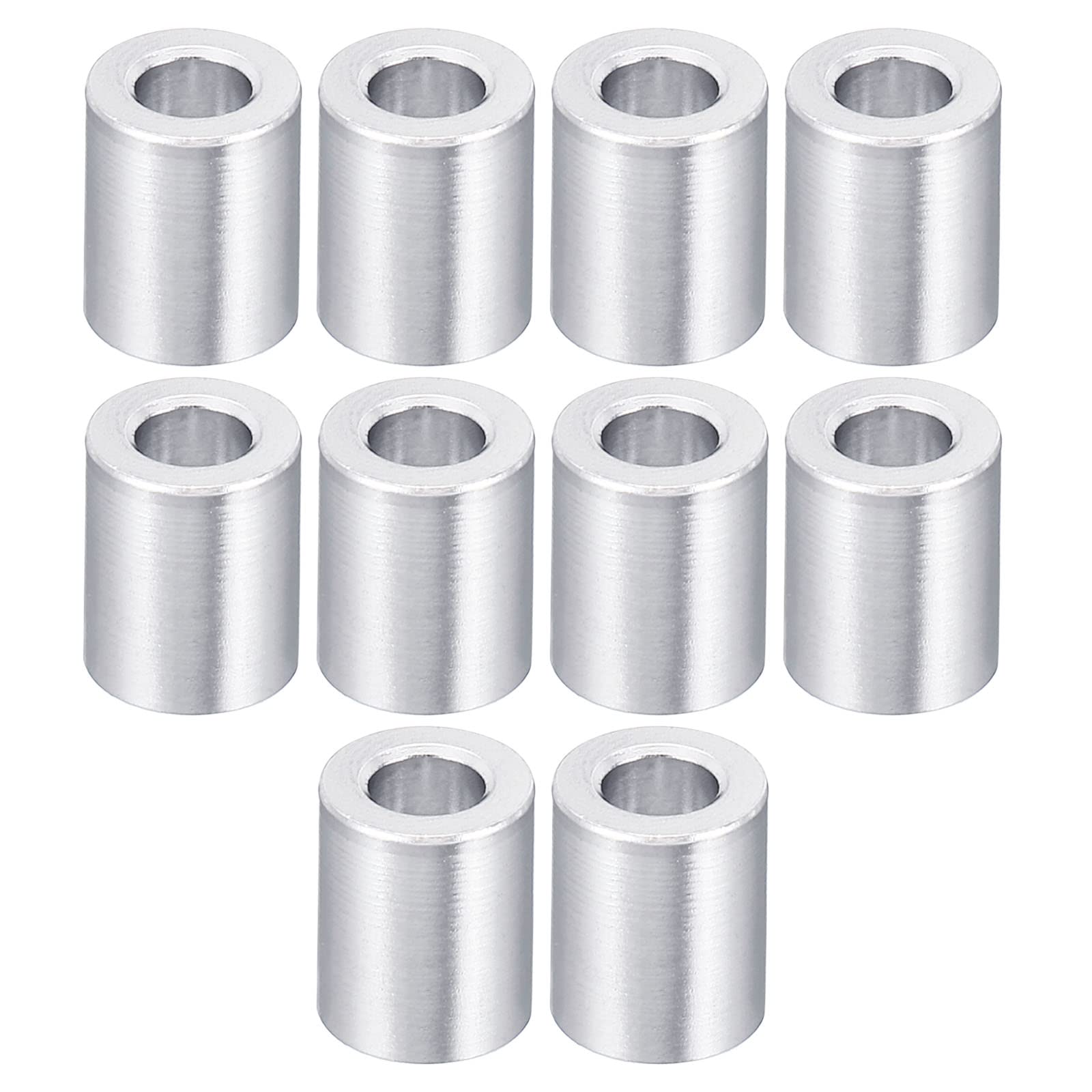 PATIKIL M4 Aluminum Spacer, 10 Pack 4.2mm ID x 8mm OD x 10mm L Metal Spacer Aluminum Round Plain Finish Spacer Screw Standoff for 3/16" or M4 Screw Bolts โ image 1