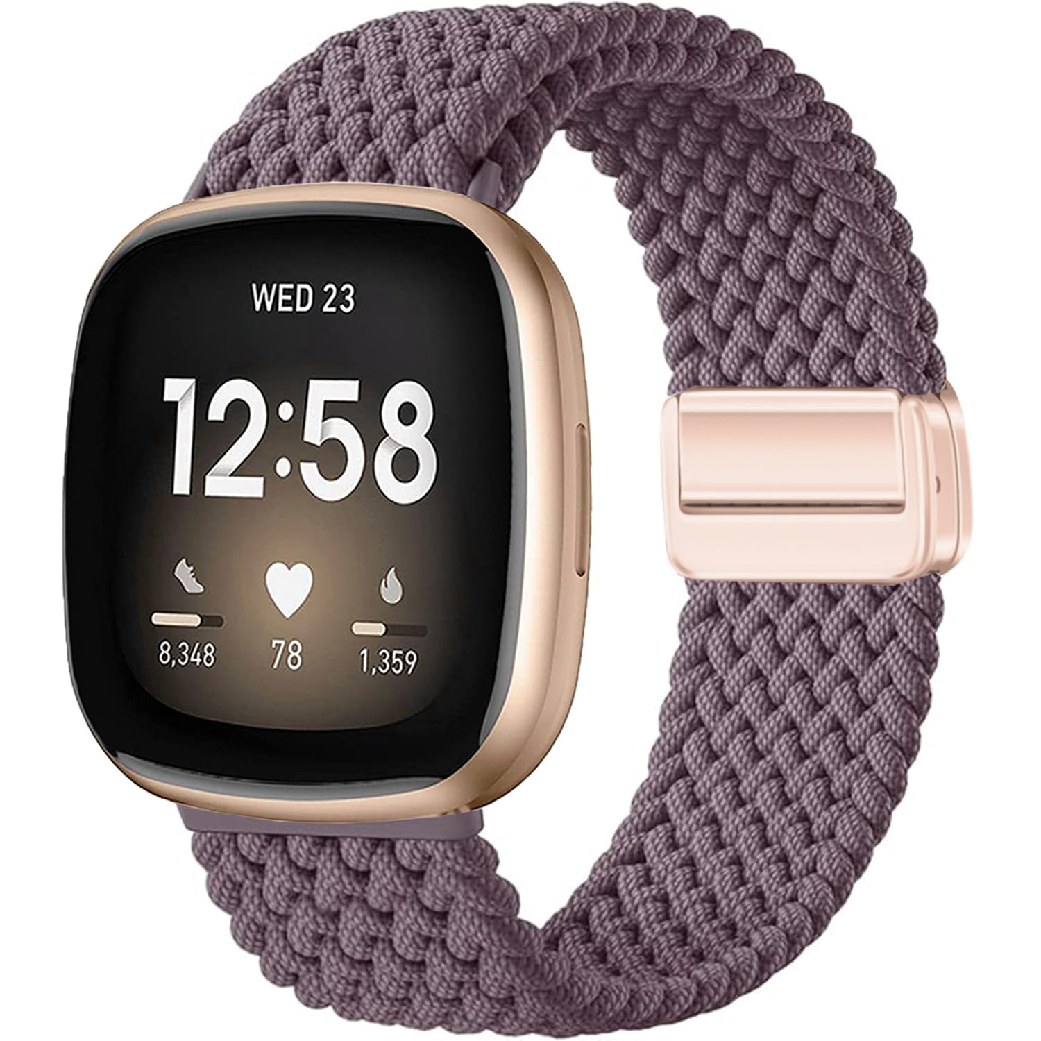 Issinlky Nylon Braided band for Fitbit Versa 3/Versa 4, Elastic Strap for Fitbit Sense 2/Sense Smartwatch