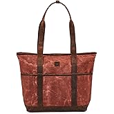 Tote Bag for Women Real Leather Shoulder Handbag Organizer Water Repellent Waxed Canvas