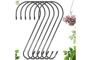 DAPUTE 6 Pack 12 Inch Extra Large S Hooks for Hanging Plants, Rust-Proof Heavy Duty Tree Branch Hooks Plant Hooks Outdoor for Hanging Bird Feeder,Patio,Indoor Uses