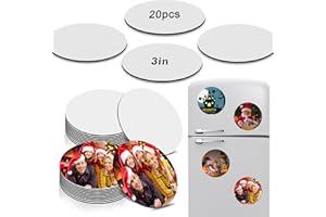ICOSHOW Sublimation Magnet Blanks 3x3 inch, Sublimation Blank Products, 20Pcs Personalized Sublimation Fridge Refrigerator Magnets for Home Kitchen Office Decorative (Round)