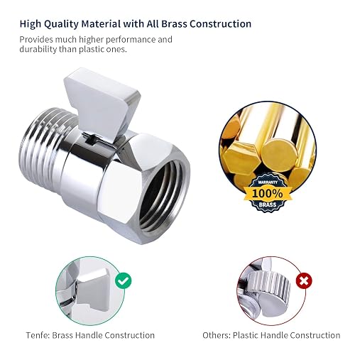Shower Flow Control Valve Water Flow Control Valve – Brass Shower Head Shut-Off Regulator, G1/2 Thread, Brushed Nickel Finish For Bathroom RV Kitchen Shower Flow Control Valve Water Flow Control Valve – Brass Shower Head Shut-Off Regulator, G1/2 Thread, Brushed Nickel Finish For Bathroom RV Kitchen