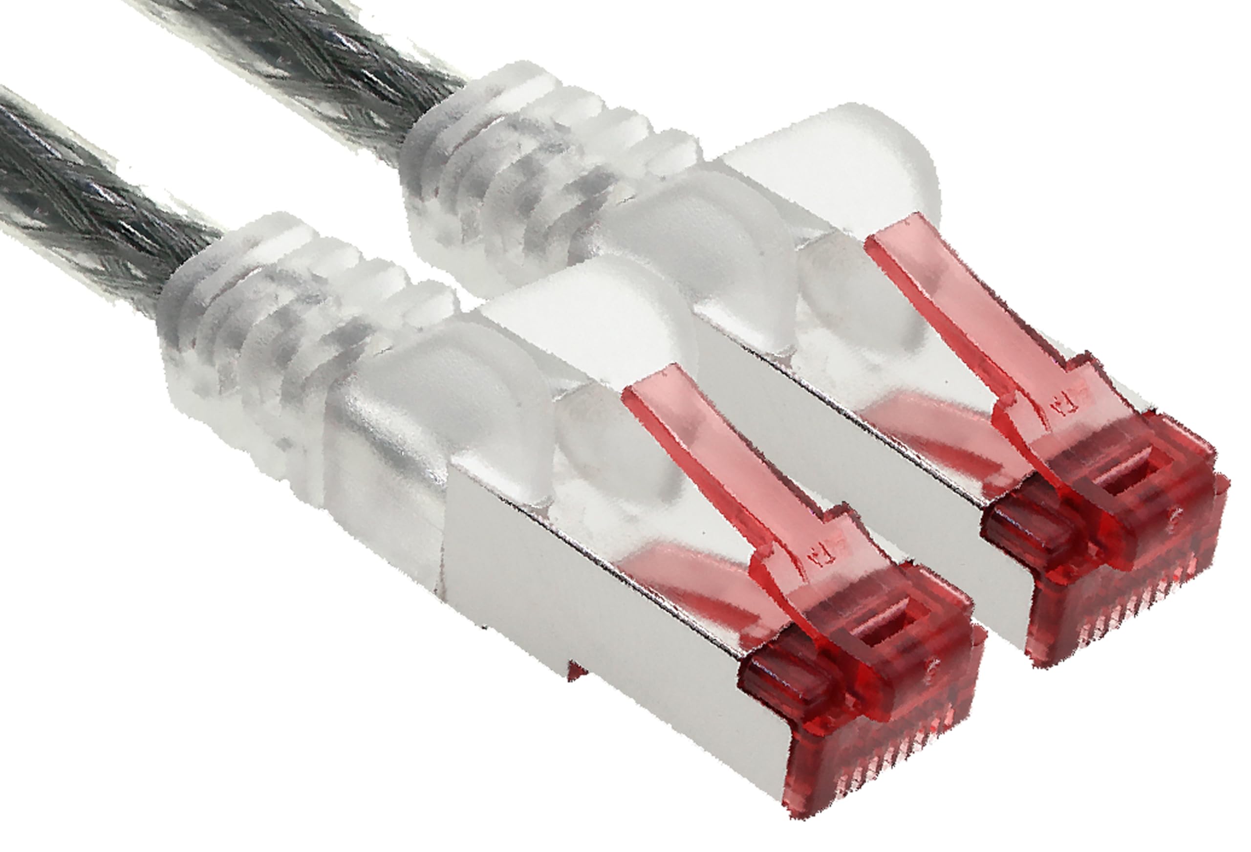 1aTTack.de - 1x 50m CAT6 patch cable S/FTP PIMF shielding CAT.6 RJ45 network cable Ethernet cable DSL LAN router switch modem patch panel - transparent - 1 piece