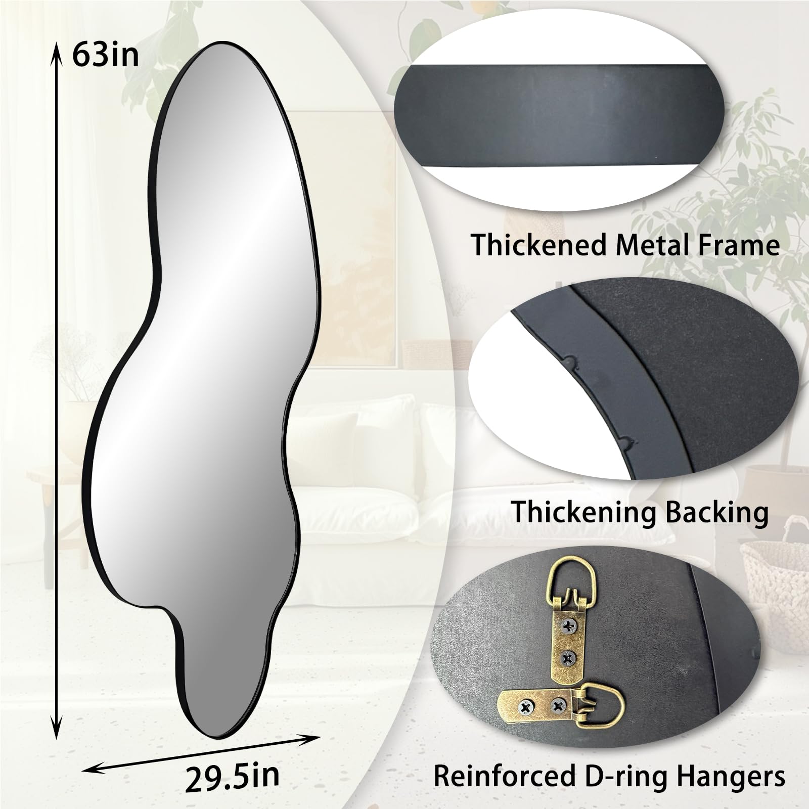 womilous Irregular Mirror, Asymmetrical Mirror Full Length, 60
