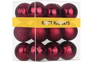 GAMEXCEL Maroon 2.5" Christmas Balls Christmas Tree Decoration Ornaments Shatterproof Hanging Balls for Birthday Halloween Holiday Wedding Decorations Set of 18pcs