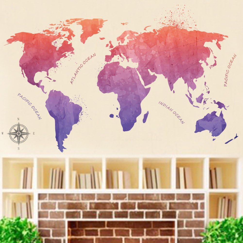 SecondStep Television Background Wall Chinese Breeze Style Version Piece Den Television Background Wall Decorate Colorful Map Paper 110*68 CM Creative Wall Stickers Fashion Wall Decals Environmental Protection Wall Mural Home Decoration Plane Decorative Material Wallpaper