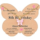 UNGENT THEM Happy 6th 7th 8th 9th 10th Birthday Gifts – Beautiful Girl Butterfly Necklace, You Make the World Brighter