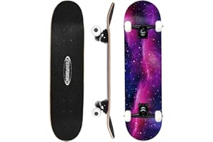ChromeWheels 31 inch Skateboard Complete Skateboards Double Kick Skate Board 7 Layer Canadian Maple Deck Skateboard for Kids and Beginners